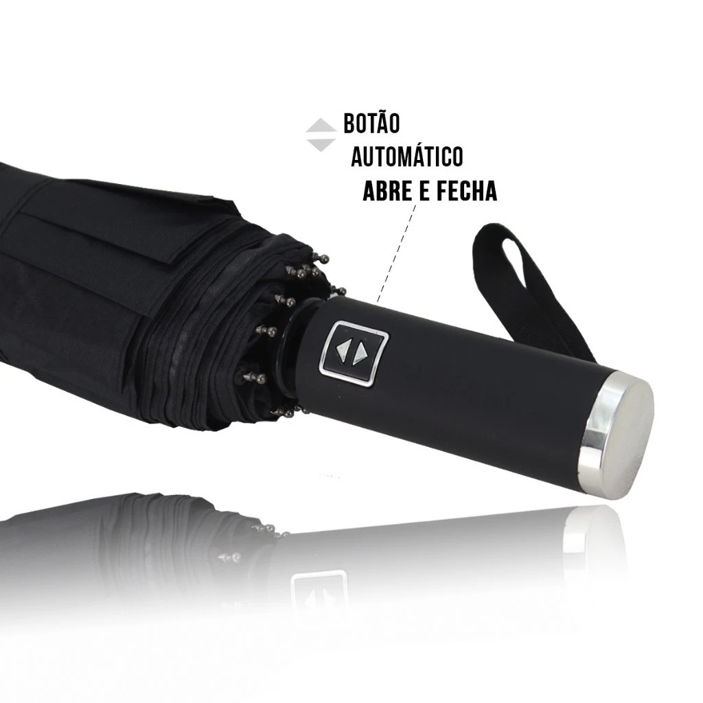 Guarda Chuva Automático Abre E Fecha Reforçado Contra Vento Proteção Solar Blackout/ Bolsa / Curvado - Imagem 4