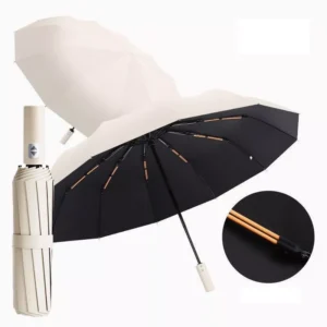 Guarda Chuva Automático Abre E Fecha Reforçado Contra Vento Proteção Solar Blackout/ Bolsa / Curvado