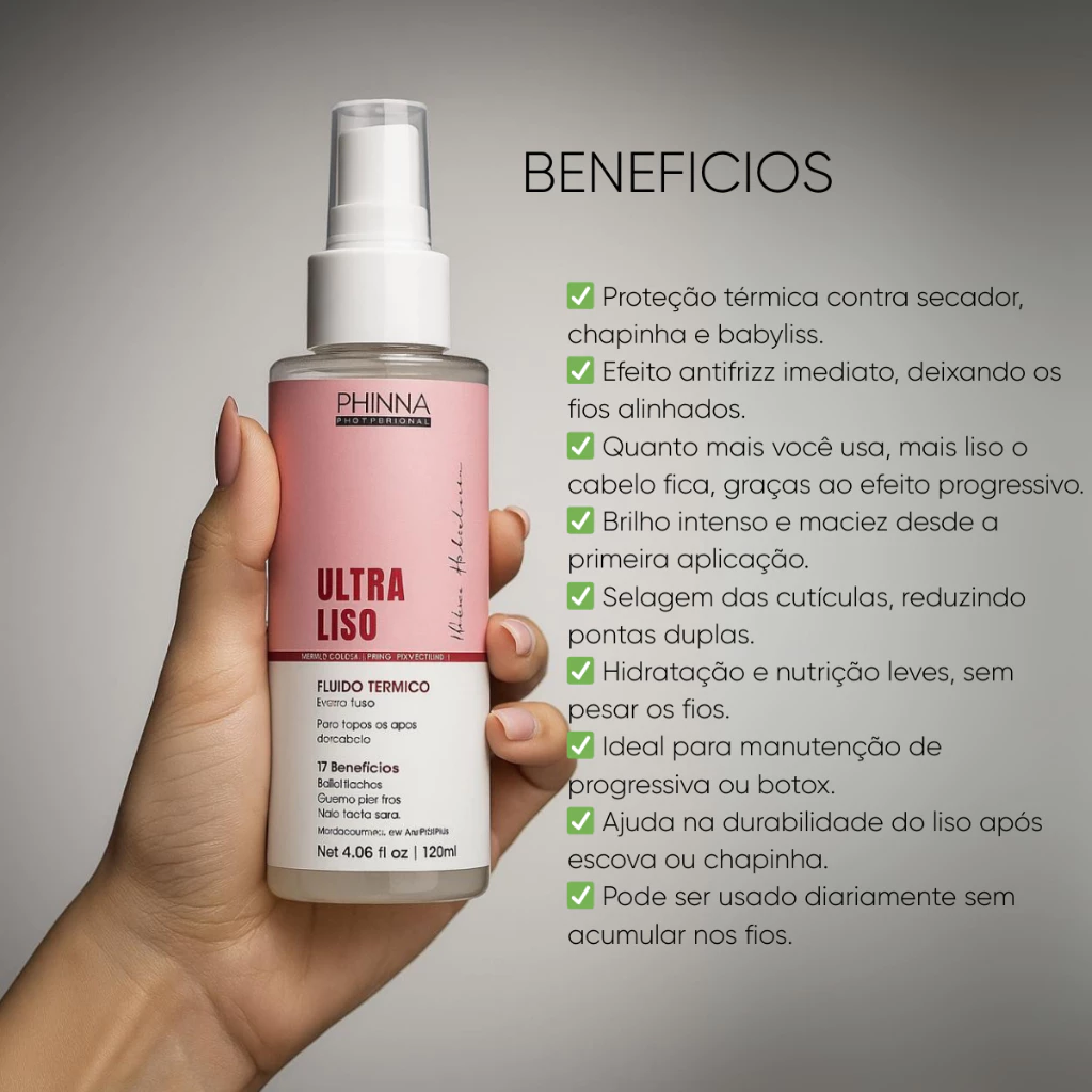 Protetor Térmico Ultra Liso Brilho e Antifrizz 120mL - Imagem 4