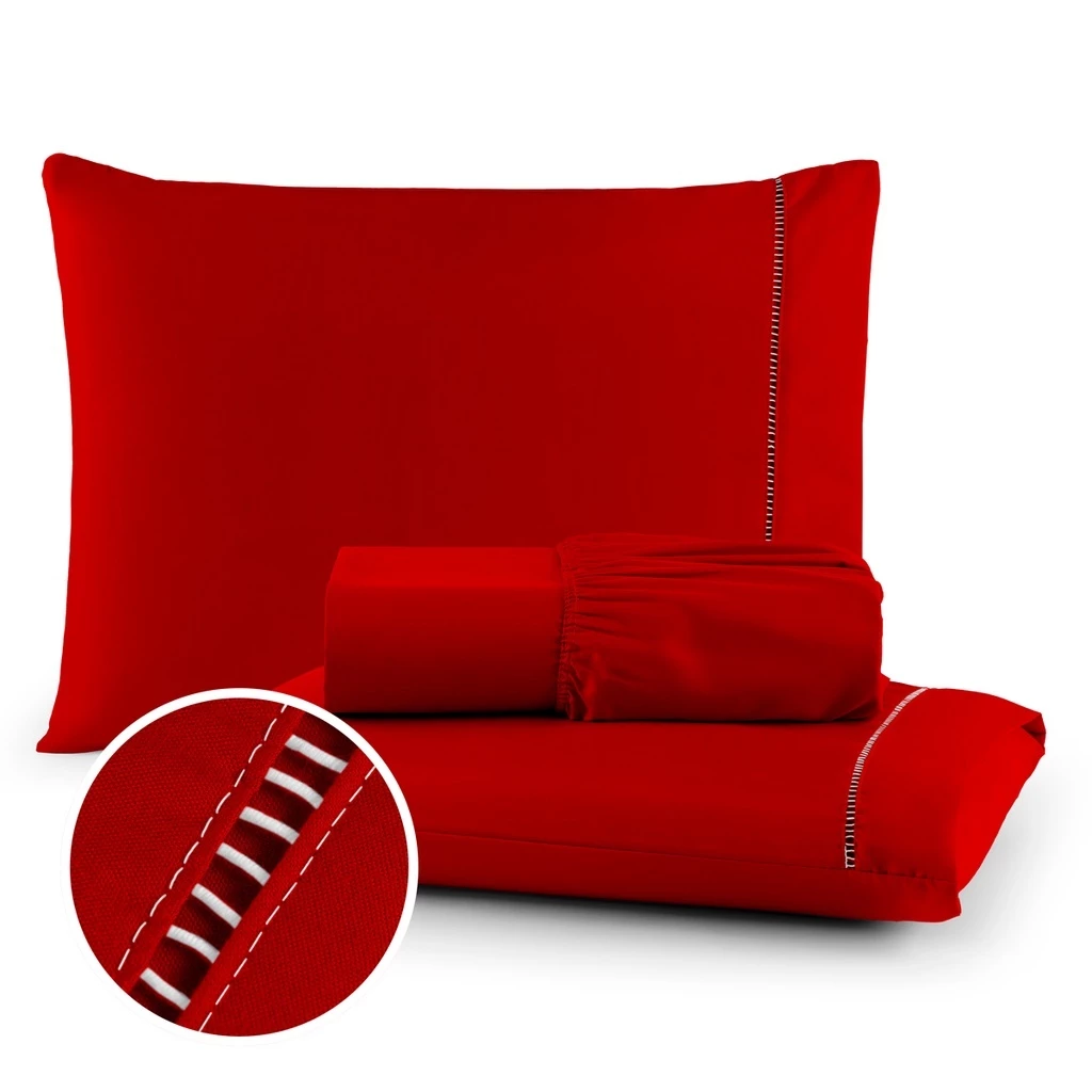 Kit Lencol Jogo de Cama Berço Solteiro Casal Queen King 400 fios Toque Macio com Ponto Palito - Imagem 3