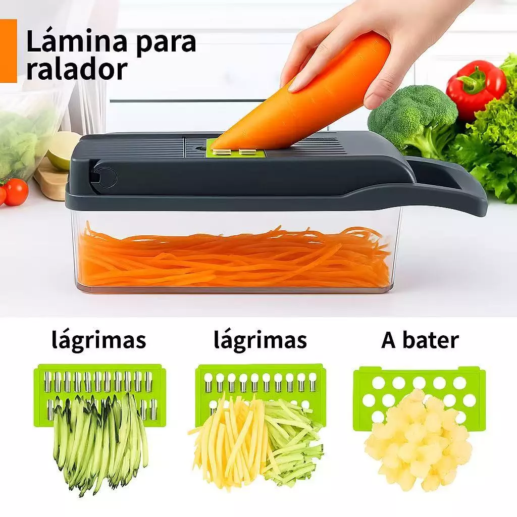 Fatiador Ralador 16 em 1 Profissional de Cozinha em Aço Inoxidável Multifuncional para Legumes Frutas e Verduras - Imagem 2