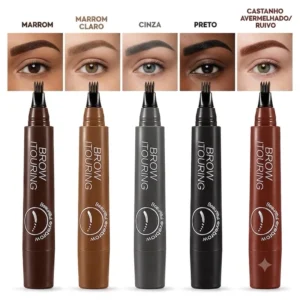 Caneta de Sobrancelha Fio a Fio 4 Pontas Microblading À Prova D'Água Preenche Falhas Natural