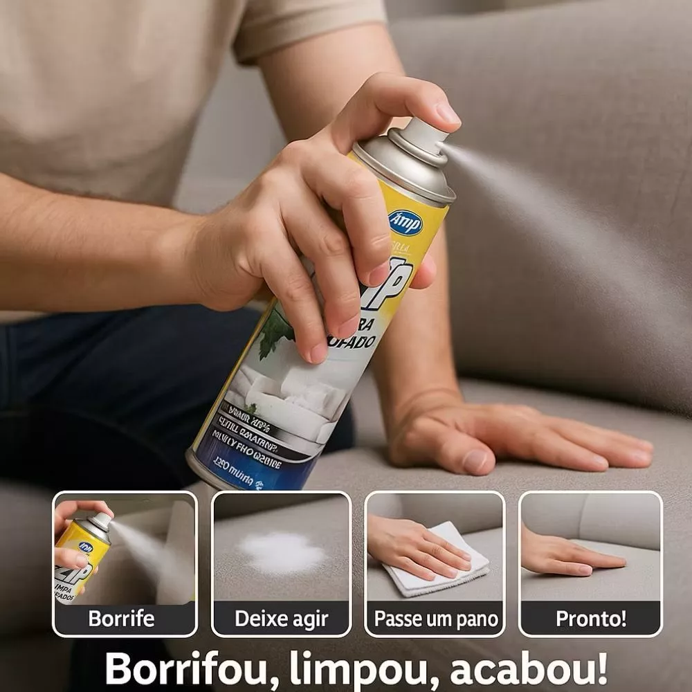 Espuma Spray Zip Clean 300ml Limpa a Seco Sofá, Estofado, Banco de Carro Limpeza Profunda - Imagem 2