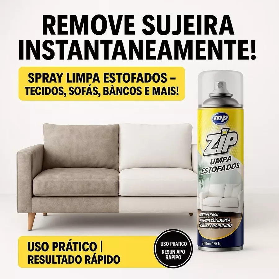 Espuma Spray Zip Clean 300ml Limpa a Seco Sofá, Estofado, Banco de Carro Limpeza Profunda - Imagem 3