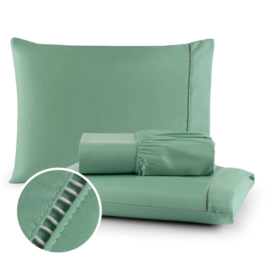 Kit Lencol Jogo de Cama Berço Solteiro Casal Queen King 400 fios Toque Macio com Ponto Palito
