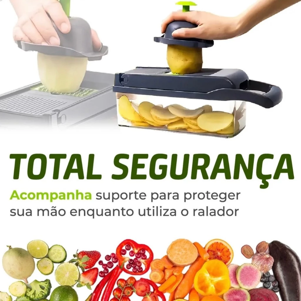 Fatiador Ralador 16 em 1 Profissional de Cozinha em Aço Inoxidável Multifuncional para Legumes Frutas e Verduras - Imagem 5